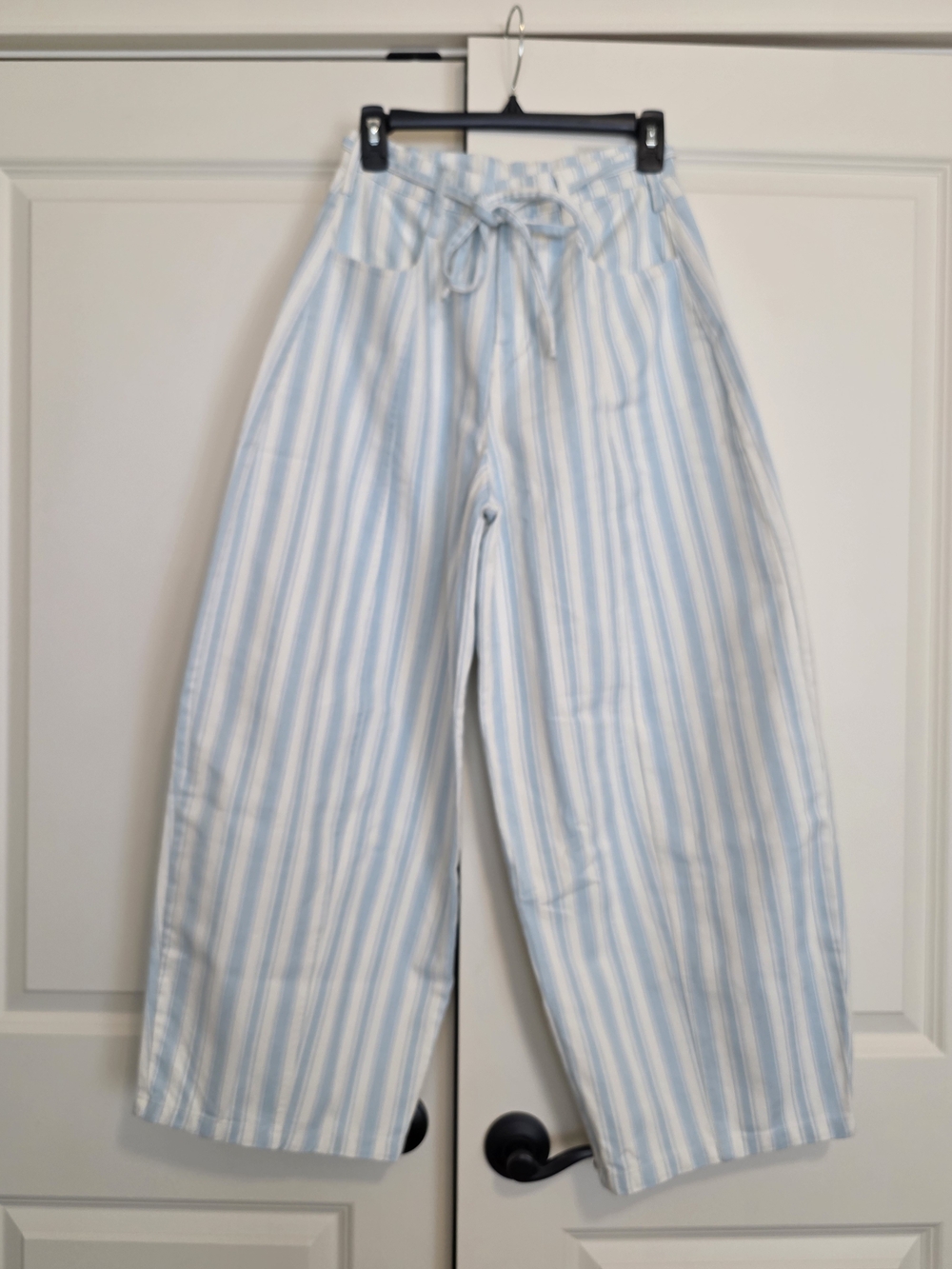 Peach Love California Light Blue & White Striped Wide Leg Pants